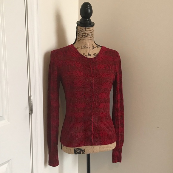 Express Black and Red Button-up Cardigan - Picture 3 of 8